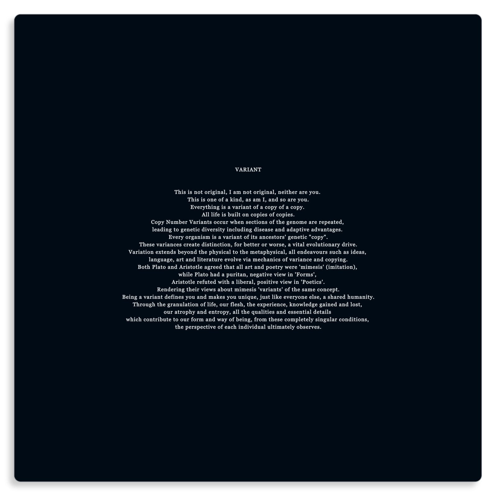 VARIANT Poem Prose Philosophy Variant Digital Void Metal Print