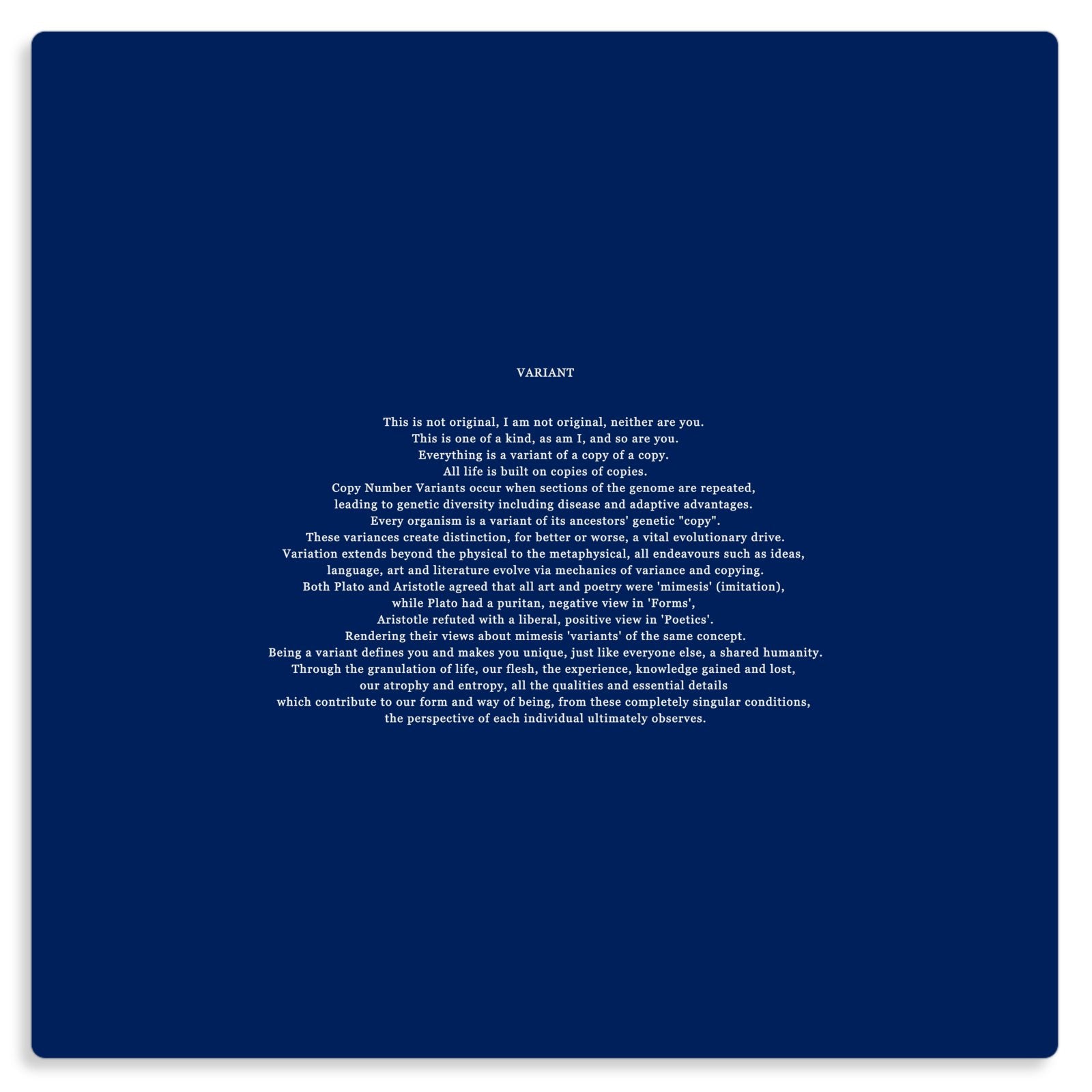 VARIANT Poem Prose Philosophy Variant Digital Blueprint Metal Print