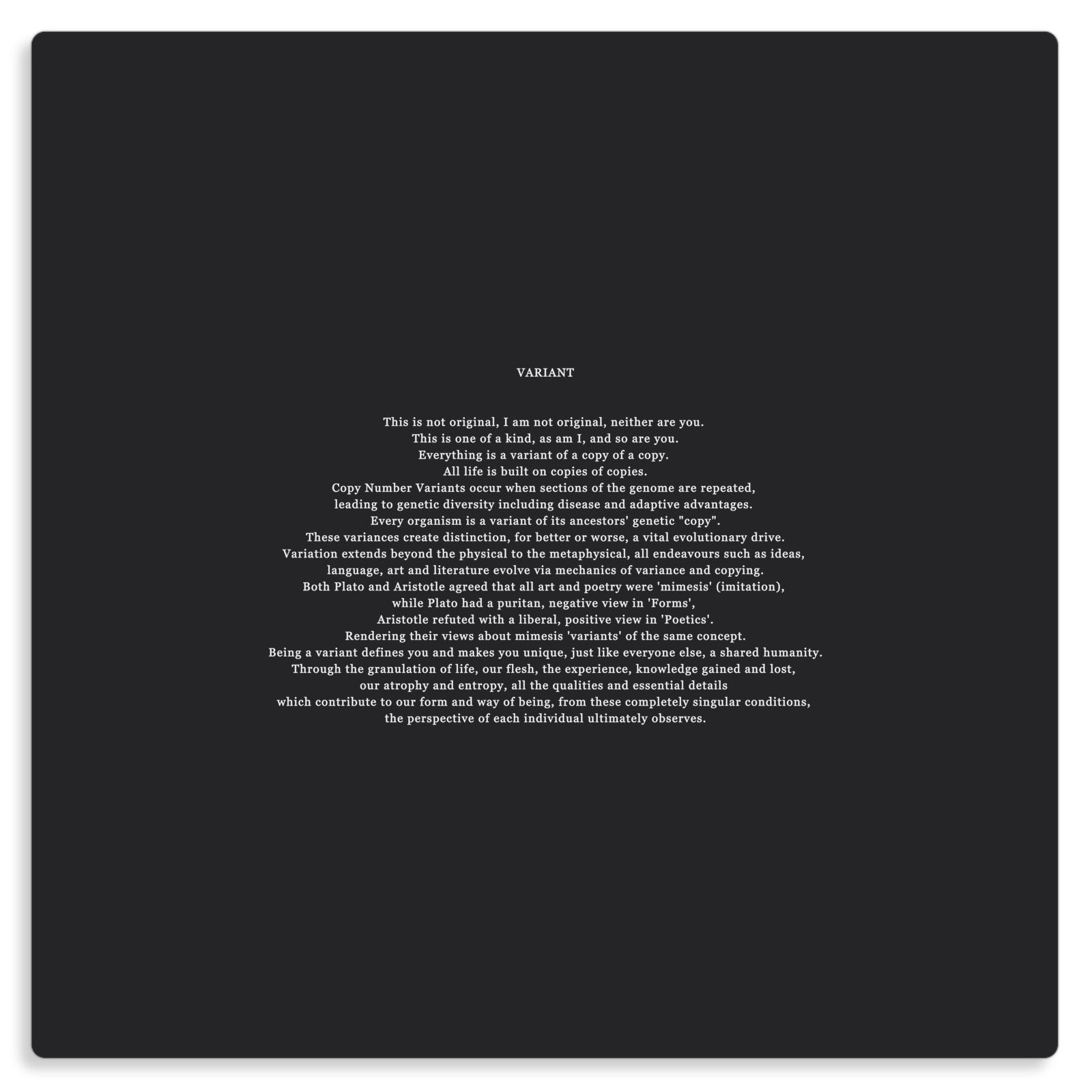 VARIANT Poem Prose Philosophy Variant Found Void Metal Print