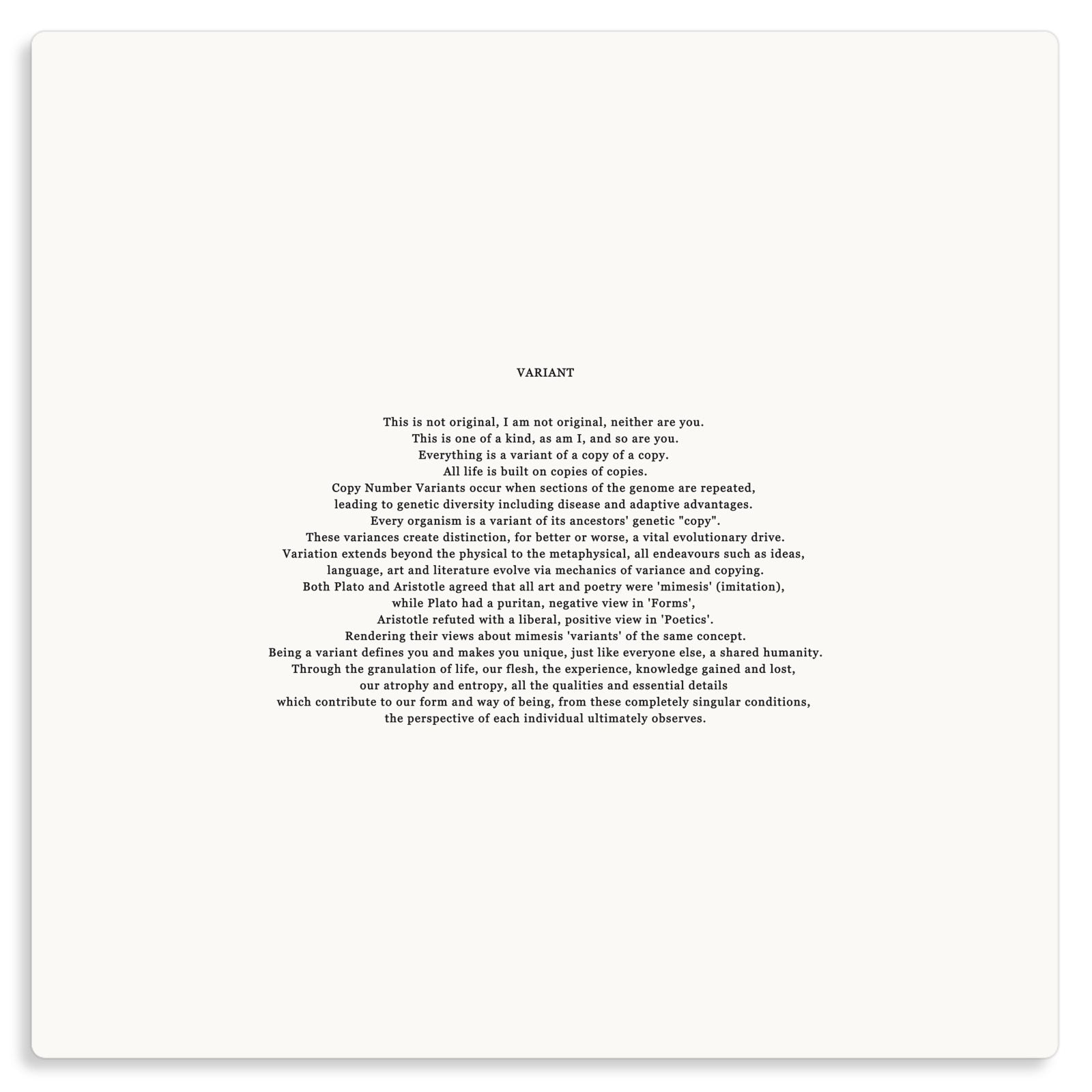 VARIANT Poem Prose Philosophy Variant Found Document Metal Print