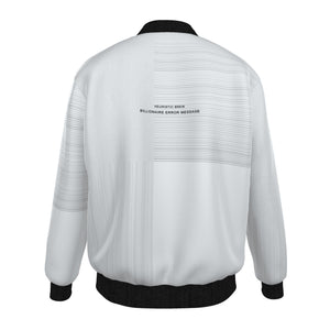 HEURISTIC BREW: BILLIONAIRE ERROR MESSAGE Variant Digital Document Men's Generous Fit  Denim Bomber Jacket Limited Transmission