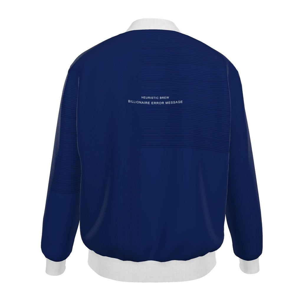 HEURISTIC BREW: BILLIONAIRE ERROR MESSAGE Variant Digital Blueprint Men's Generous Fit Denim Bomber Jacket Limited Transmission