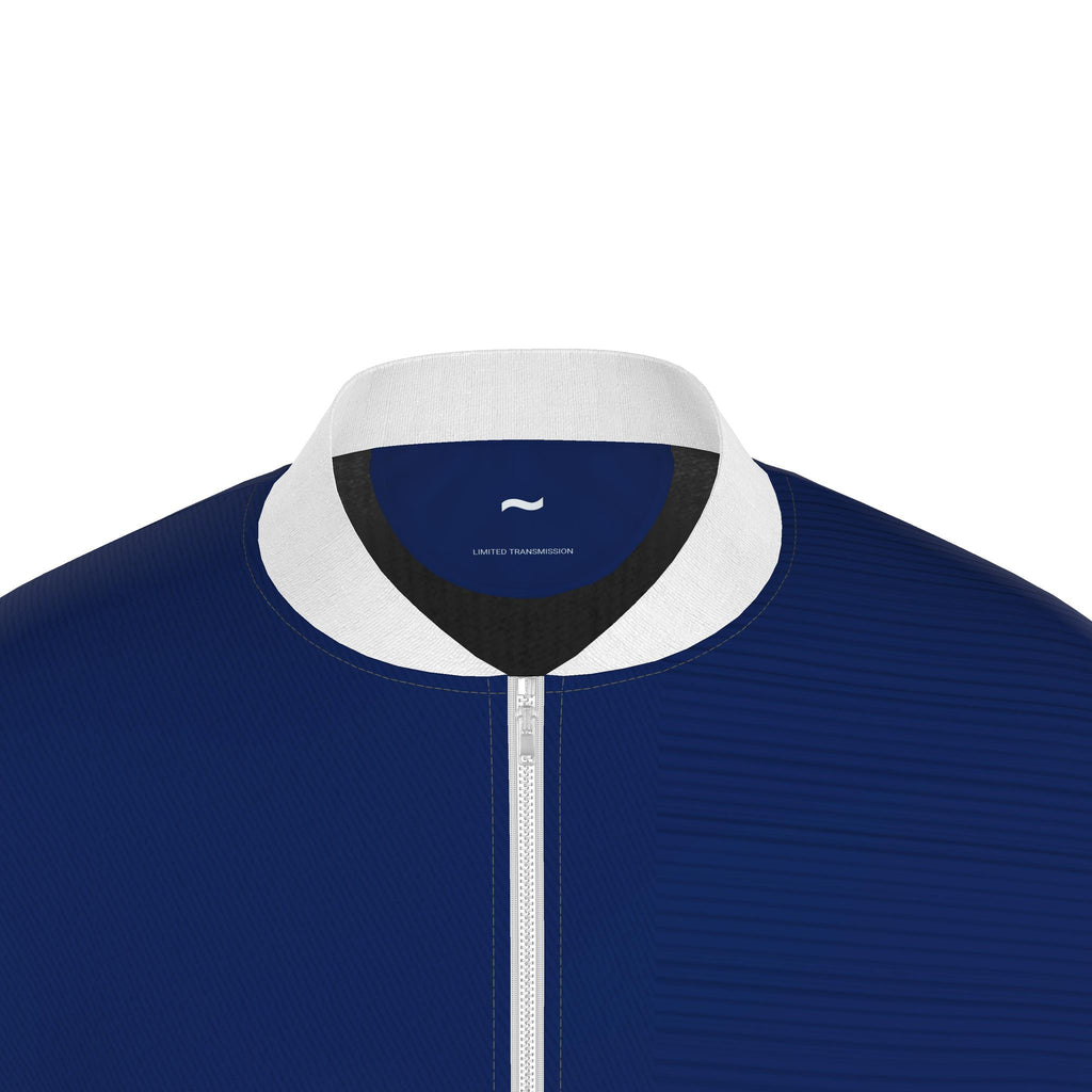 HEURISTIC BREW: BILLIONAIRE ERROR MESSAGE Variant Digital Blueprint Men's Generous Fit Denim Bomber Jacket Limited Transmission
