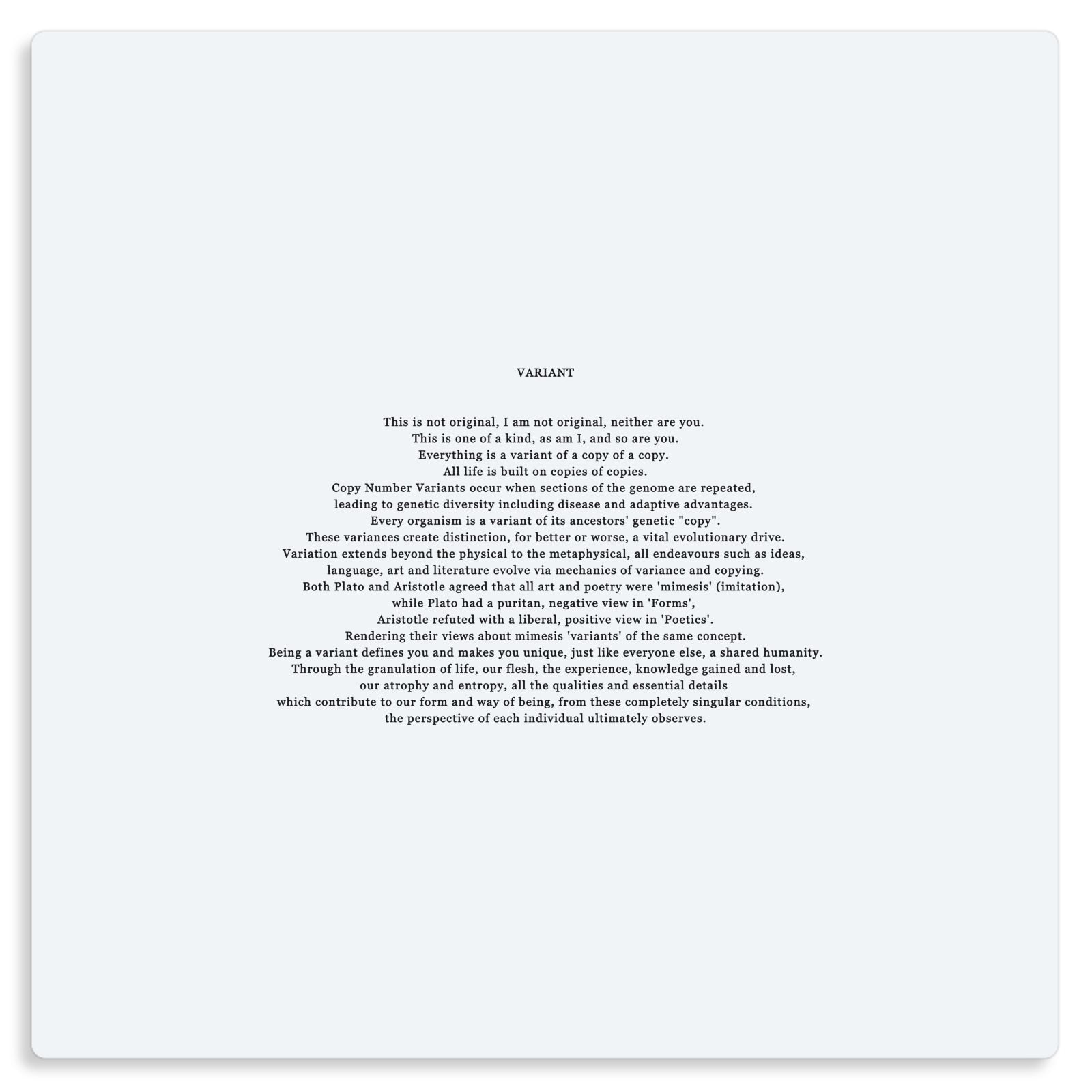 VARIANT Poem Prose Philosophy Variant Digital Document Metal Print
